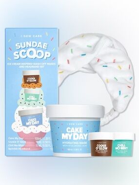 I Dew Care Sundae Scoop- ice cream inspired wash off masks & headband set, vegan